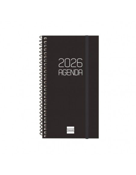 Agenda Espiral Opaque SVH 2026 Negra Finocam con goma elástica