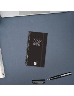 Agenda Espiral Opaque SVH 2026 Negra Finocam con goma elástica 2