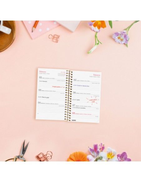 Detalle goma elástica y espiral metálica de la Agenda Finocam