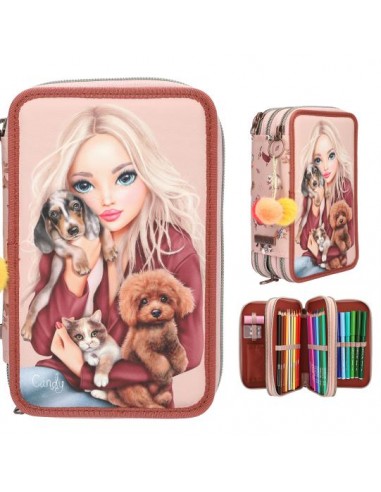 Estuche triple TOPModel FUR EVER FRIENDS Depesche rosa con animales