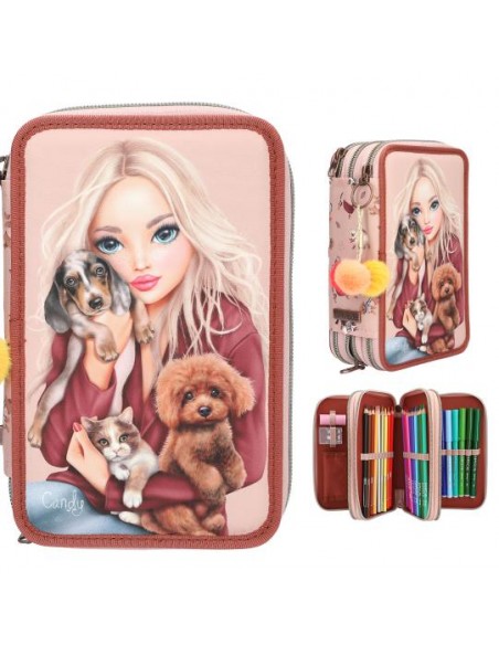 Estuche triple TOPModel FUR EVER FRIENDS Depesche rosa con animales