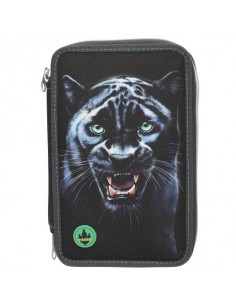 Estuche triple Dino World Panther con luz verde 2