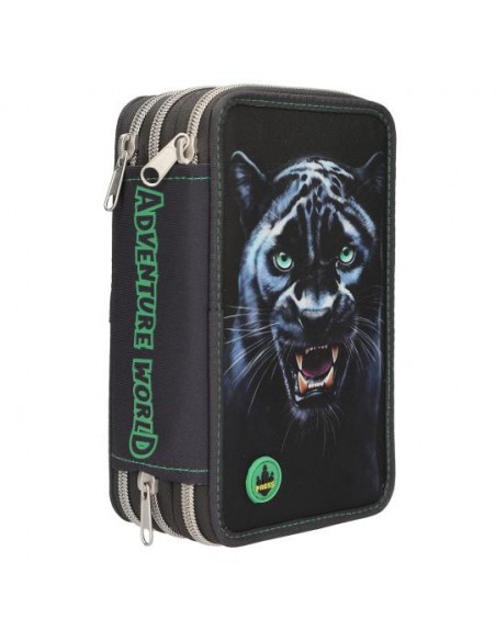 Estuche triple Dino World Panther Depesche con luz