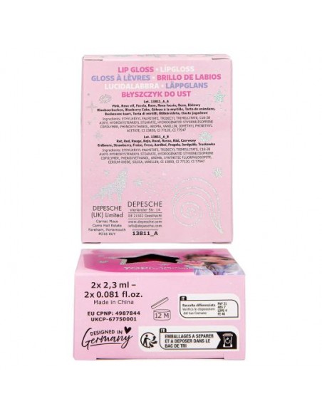 Estuche auriculares rosa con brillos labiales