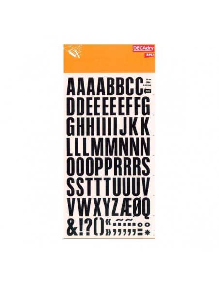 Letras transferibles negras 24 mm Apli Decadry