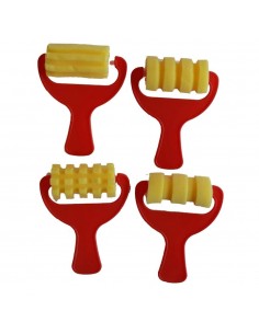 Set 4 mini rodillos de foam con formas para pintar
