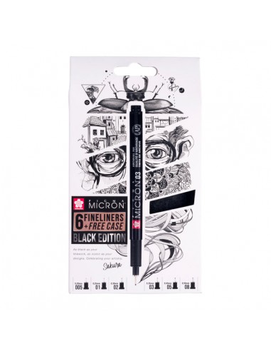 Sakura Pigma Micron Black Edition set 6 tamaños negro