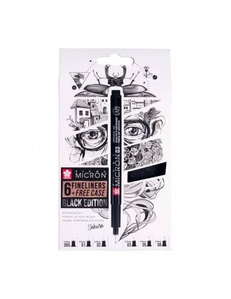 Sakura Pigma Micron Black Edition set 6 tamaños negro
