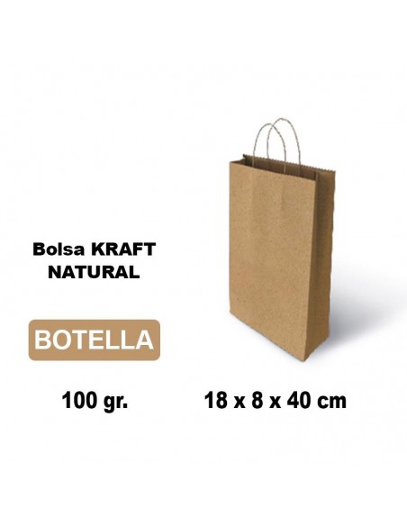 Bolsa kraft para botella 18x8x40 cm Grafoplás