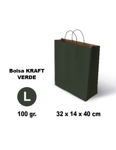 Bolsa kraft verde Grafoplás 32x14x40 cm