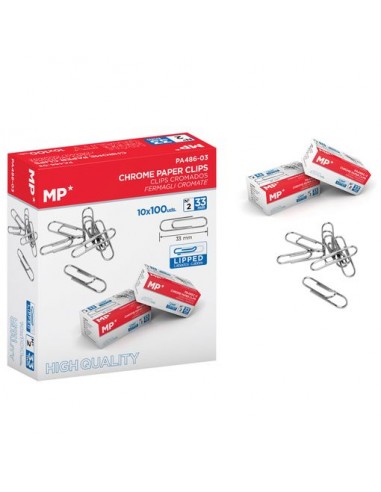 Clips cromados 33 mm MP caja 1000 unidades
