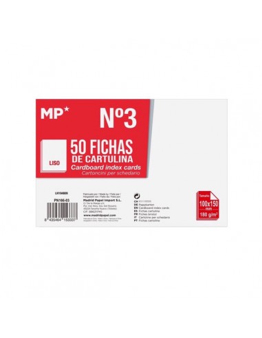 Fichas cartulina lisas Nº3 MP 100x150 mm