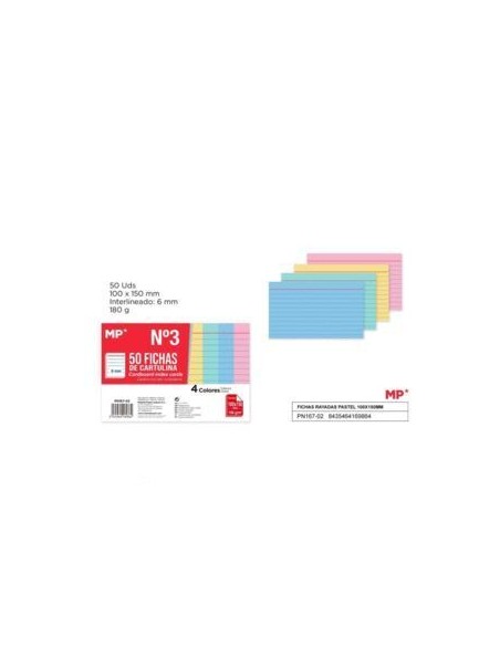 Fichas Rayadas MP 100x150 mm Pastel de cartulina