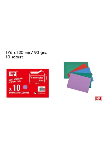 Sobres de Colores 176x120 mm MP 10 Unidades