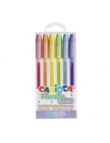 Pack de 6 bolígrafos tinta gel Fiorella Carioca colores pastel