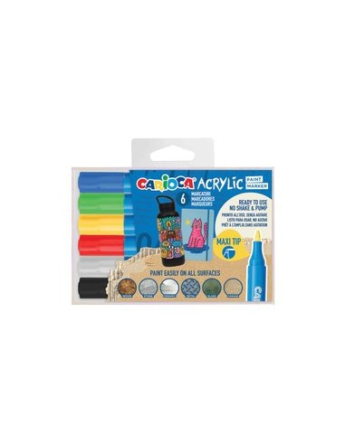 Rotulador Acrílico Carioca Paint Marker punta maxi caja 6 colores