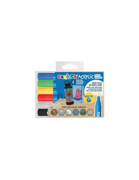 Rotulador Acrílico Carioca Paint Marker punta maxi caja 6 colores