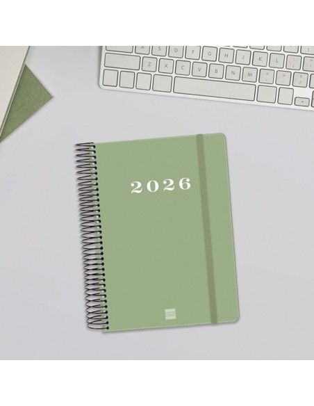 Agenda anual Finocam My 2026 verde 155x212 mm