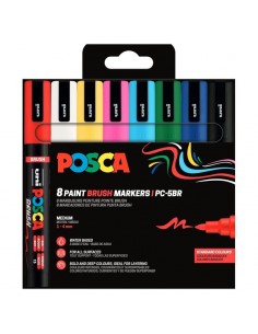 POSCA PC-5BR set 8 rotuladores punta pincel