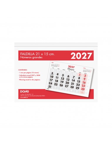 Calendario Dohe faldilla números grandes 21x15 cm