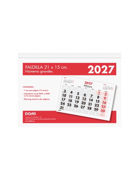 Calendario Dohe faldilla números grandes 21x15 cm