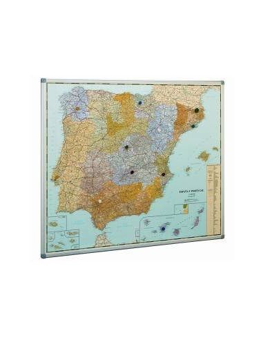 Mapa de España con marco de aluminio 103x129 cm