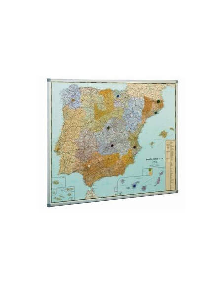 Mapa de España con marco de aluminio 103x129 cm