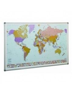 Mapa mundi con marco de aluminio 84x140 cm