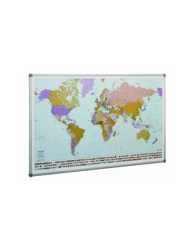 Mapa mundi con marco de aluminio 84x140 cm
