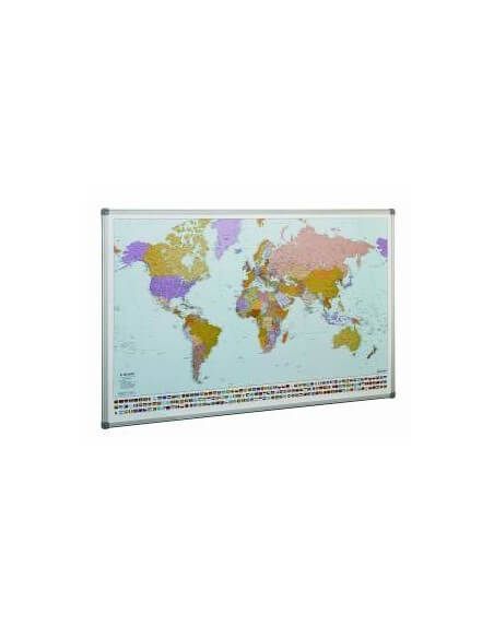 Mapa mundi con marco de aluminio 84x140 cm