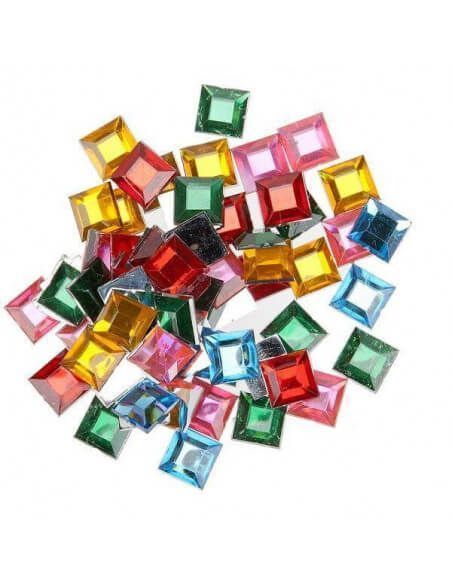 CUADRADOS BRILLANTES 10MM BOLSA  DE 60 UNIDADES