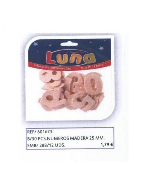 NUMEROS DE  MADERA 25MM BOLSA DE 30 PCS