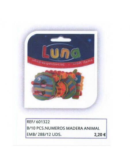 NUMEROS DE MADERA ANIMAL BOLSA DE 10 PCS