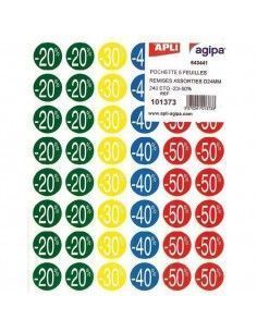ETIQUETAS DE DESCUENTOS   5 HOJAS CON 240 UNIDADES. -20% / -50%