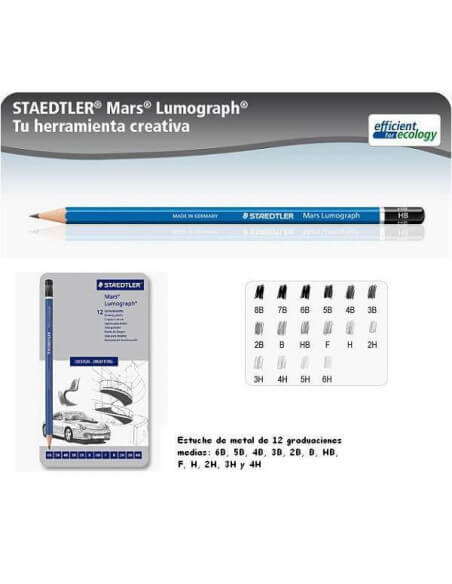 ESTUCHE DE METAL 12 LAPICEROS DE DISTINTAS GRADUACIONES STAEDLER